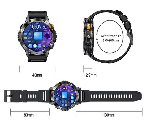 K65 Outdoor Sport Smart Watch With 1.43inch Amoled Screen Flashlight For Android IOS