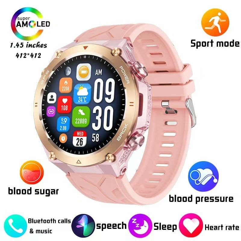 1ATM Waterproof GPS Smart Watch 1.45 Inch Magnetic Charging SmartWatch KC82