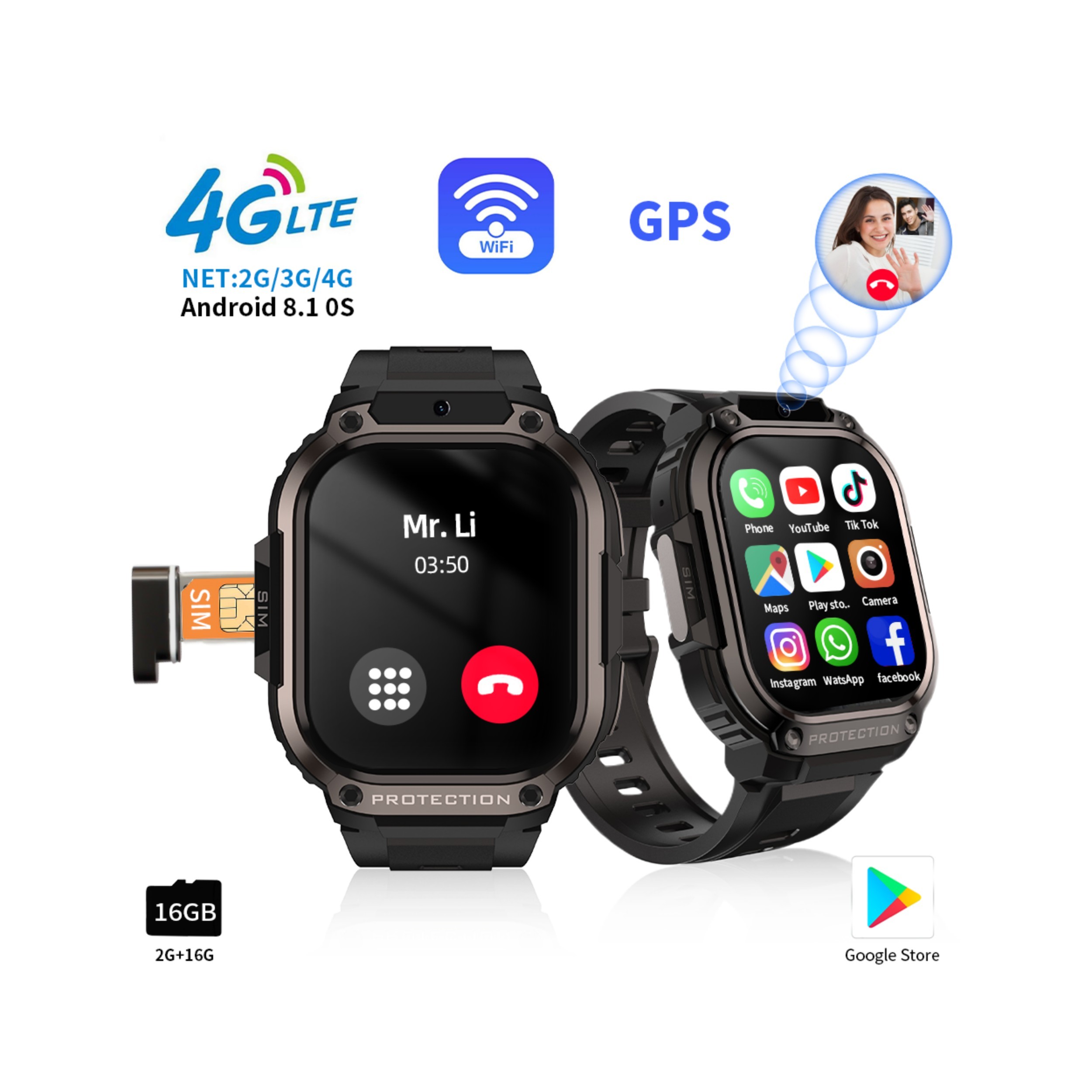 DM63 SmartWatch Battery 1000mah , 5G Sim Card Smart Watch AMOLED Screen 2.13 Inch
