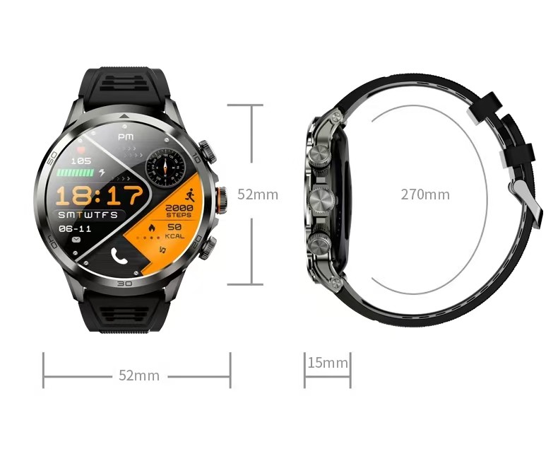 H19 Sim Card Smart Watch 4G Android / Rotating Camera Smart Watch 1.95 Inch AMOLED 1990mAh