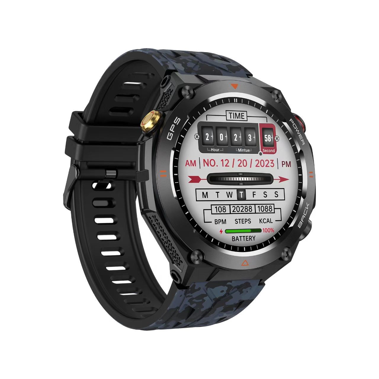 Men's KC82 Smart Watch Fitness Tracker Watch Waterproof 1ATM With Altitude Air Pressure