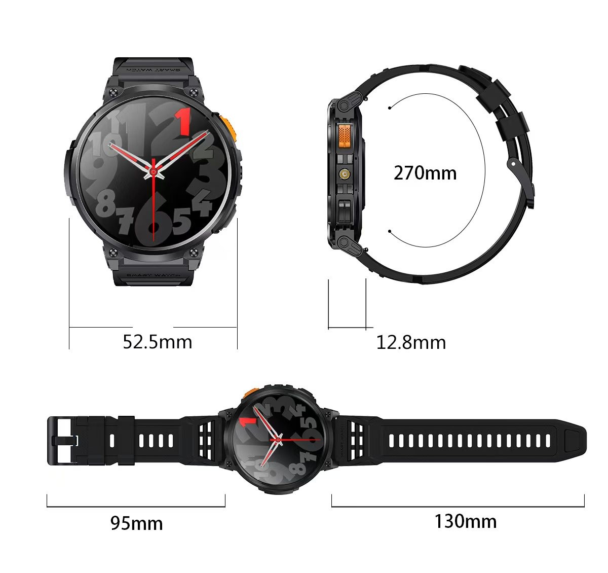 K66 Outdoor Sport Smart Watch Large Screen Big Battery IP68 Waterproof Flashlight