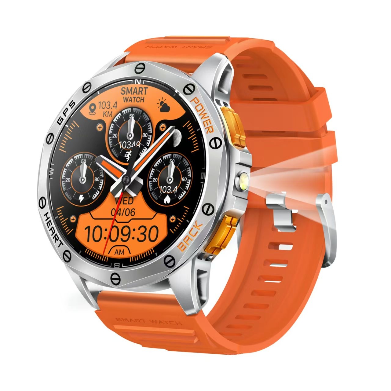 K67 IP68 Waterproof GPS SmartWatch Compass Smart Watch Flashlight 530mah Battery