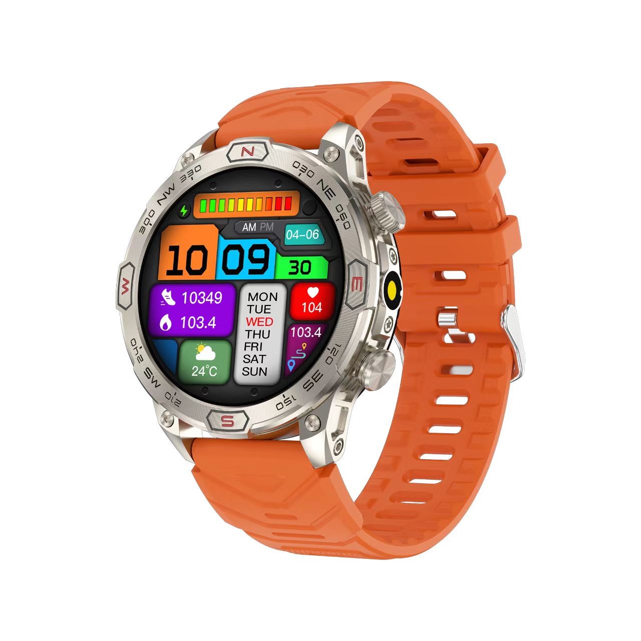 KC86 Men Smart Watch 1.43 Inch HD Large Screen BT Call Flashlight Compass Smart Watch 450mAh