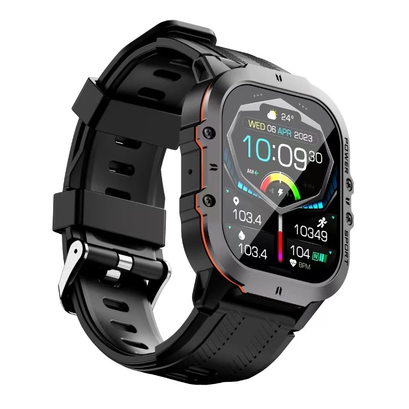 C26 Blood Oxygen Smart Watch 1.96 Inch AMOLED Screen Sport Heart Rate Smartwatch BT Call