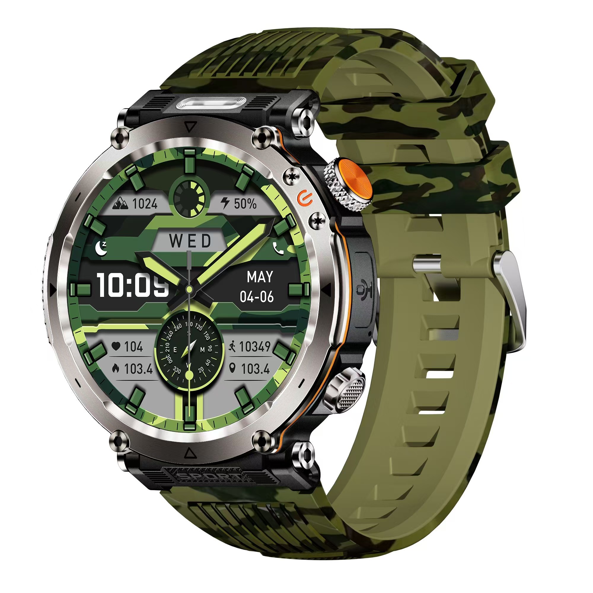 HT30 IP68 Waterproof Sport Smart Watch , 600mAh Battery SmartWatch With Flashlight Compass