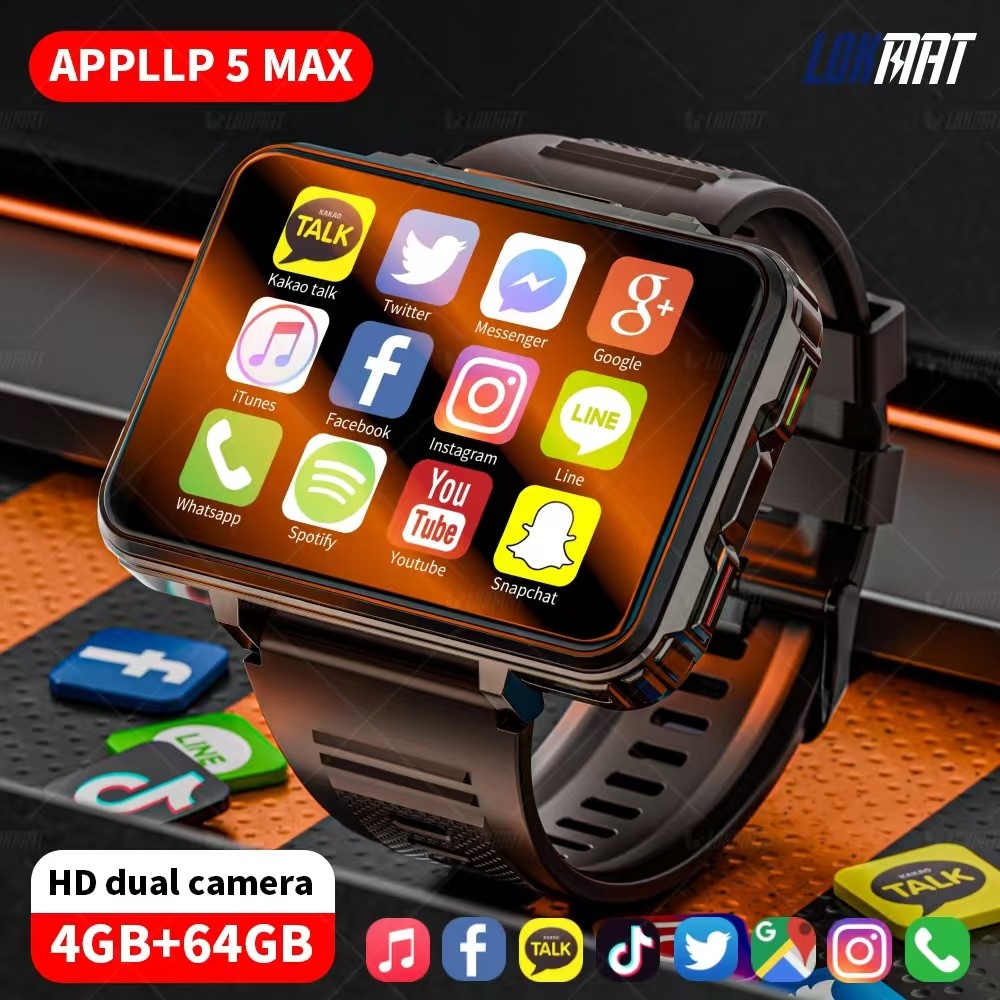 APPLP 5 MAX 4G Sim Card Android Smartwatch 4G Video Call Smart Watch 2.4 Inch
