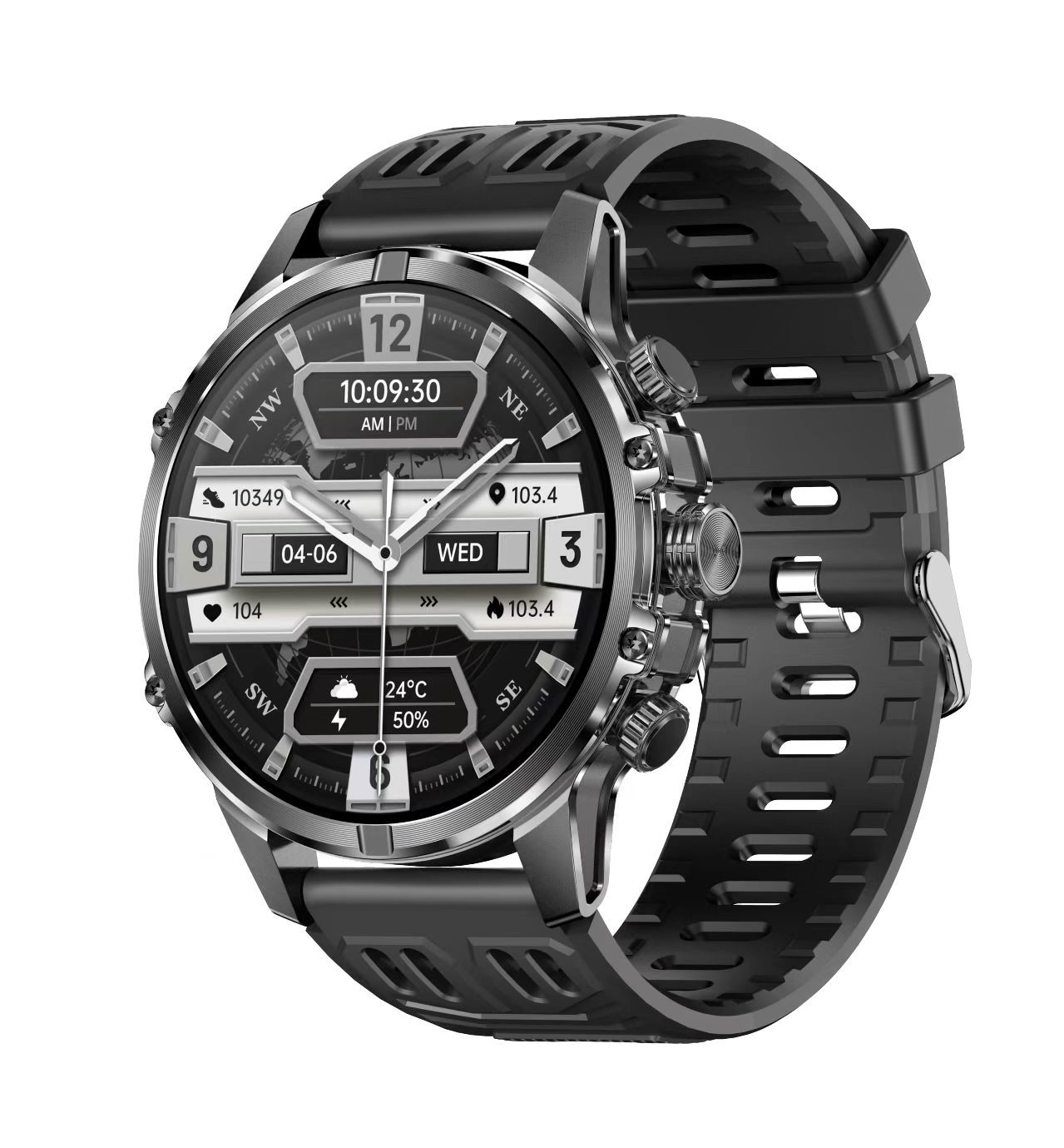 CF53 Outdoor Men Smart Watch With Flashlight 1.75Inch Amoled Heart Rate 600mAh Battery