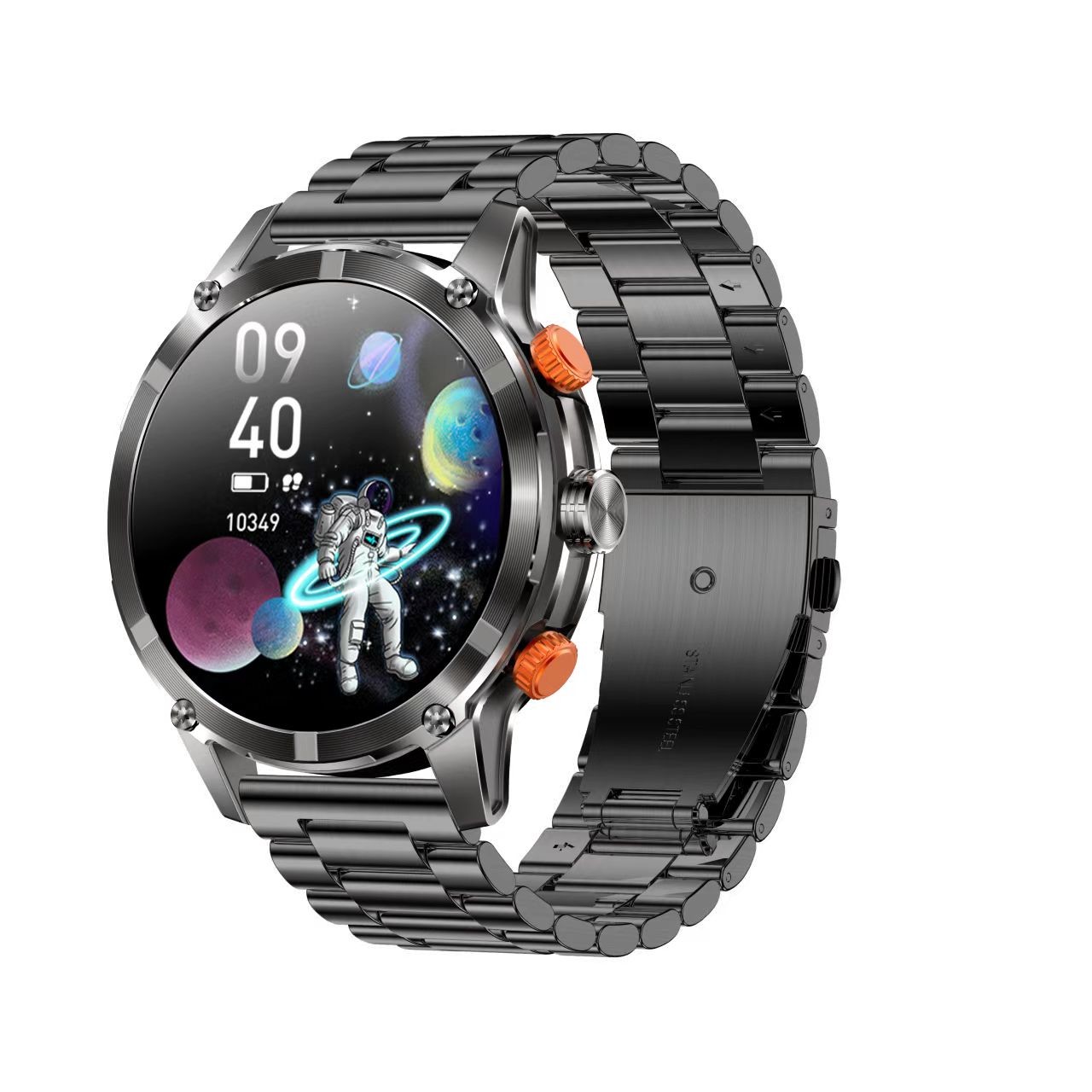 CF55 Men Smart Watch 1.7-inch Screen Fitness Tracker 530mAh Battery Stainless Steel Strap